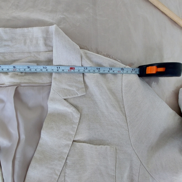 Calvin Klein Beige Linen Blend Blazer With Belt – Size 12 - Picture 6 of 14